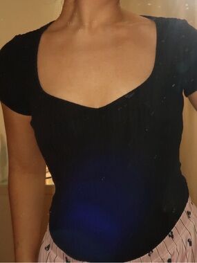 H&M Black Fitted Bodysuit Top
